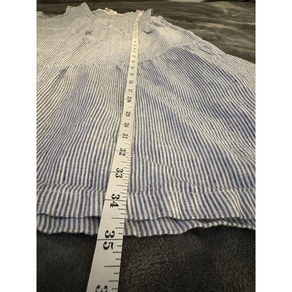 Lucky Brand 100% Linen Striped Sleeveless Tiered Dress S Blue White Sundress - Picture 7 of 7